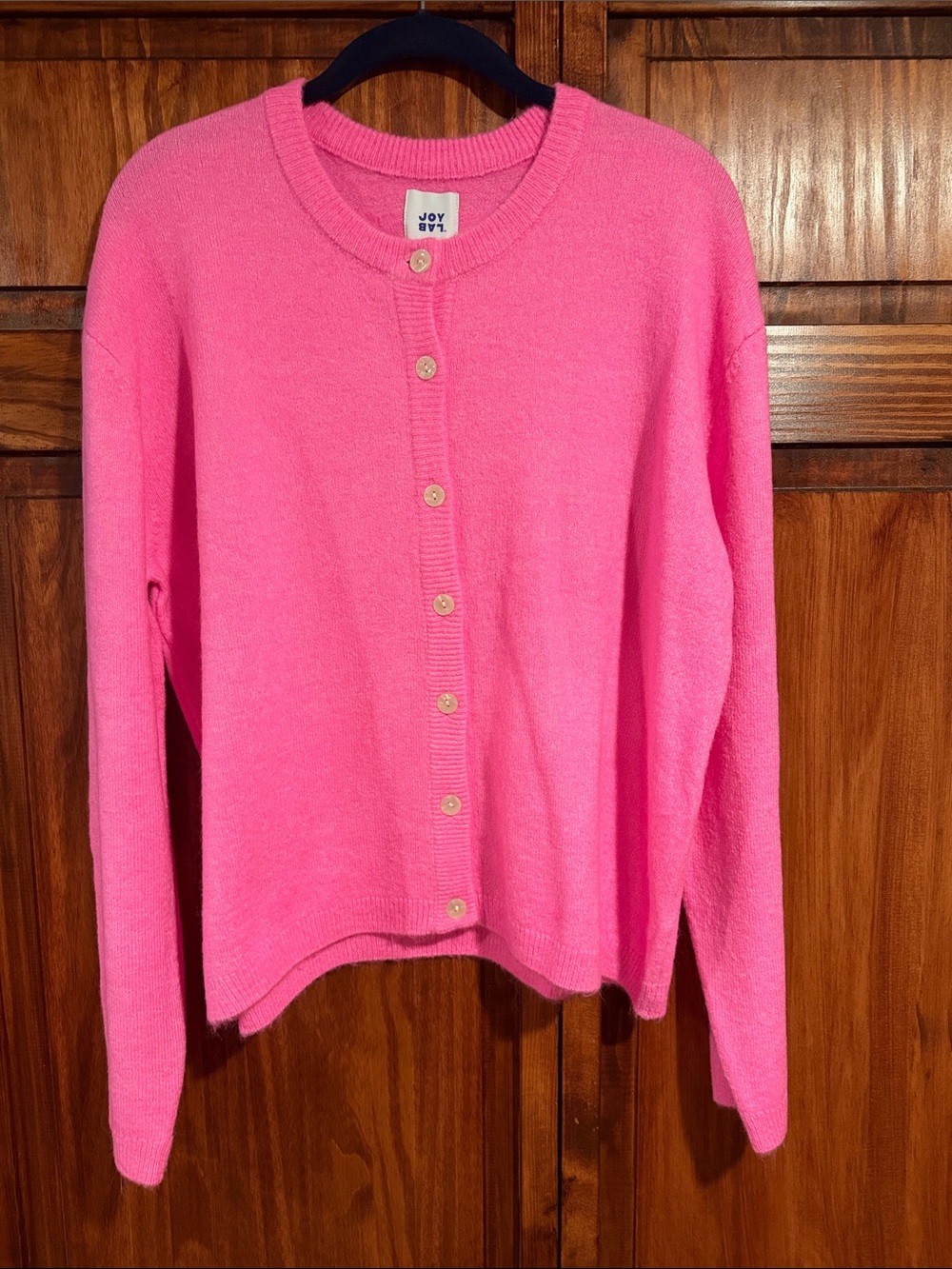 Joy Lab Pink Button-Up Crewneck Sweater
